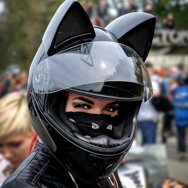 Bike helmet with cat ears