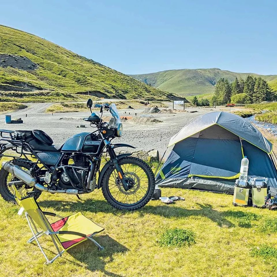 motorcycle camping setup