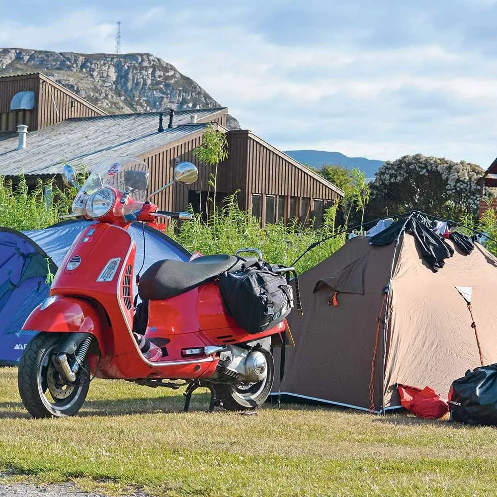 motorcycle camping setup