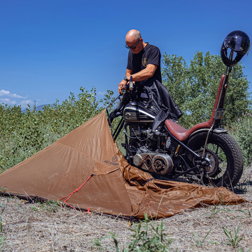 motorcycle camping setup